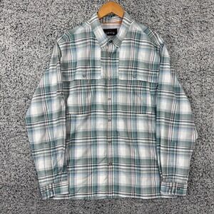 Orvis Fishing Shirt Mens Large Green Plaid Vented Button Front Hiking Outdoor